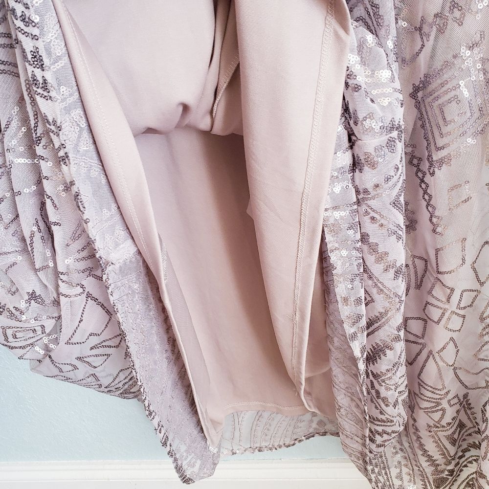 Marina Rose Gold Sequin Mesh V-neck Dress - Picture 9 of 10